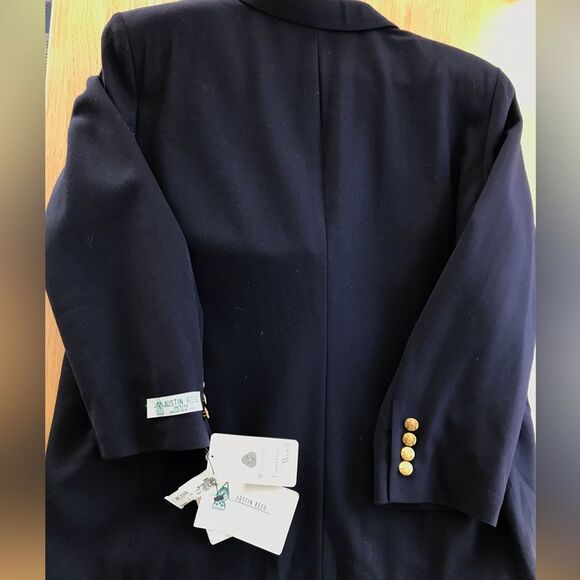 Austin Reed Classic Navy Wool Single Breasted Blazer Size 20W Petite Vintage NWT - Picture 10 of 13